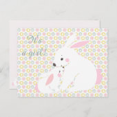 女の子だ！かわいい母とベビーバニー葉書 案内ポストカード (正面/裏面)