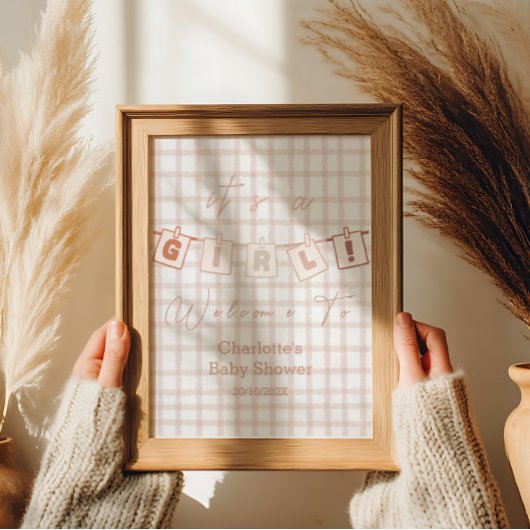 女の子だ!かわいい茶色のギンガムノートへようこそ ポスター