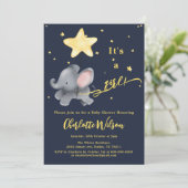 女の子だ!かわいい象とバルーン赤ちゃんシャワー 招待状 (スタンド正面)