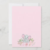 女の子だ!かわいい象ピンクのフローラ赤ちゃんシャワー 招待状 (裏面)