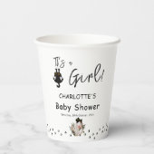 女の子だ！かわいい黒猫と本の赤ちゃんシャワー 紙コップ (裏面)