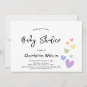 女の子だ!かわいい&カラフルハートベビーシャワー 招待状 (正面)