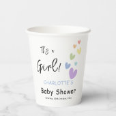 女の子だ!かわいい&カラフルハートベビーシャワー 紙コップ (裏面)