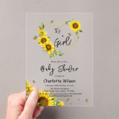 女の子だ!ひまわりフレーム赤ちゃんシャワー アクリル招待状 (インサイチュ (ポータブル))