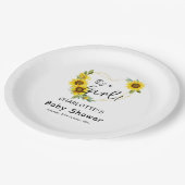 女の子だ！ひまわりフレーム赤ちゃんシャワー ペーパープレート (アングル)