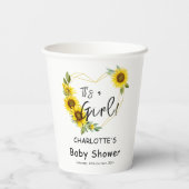 女の子だ！ひまわりフレーム赤ちゃんシャワー 紙コップ (裏面)