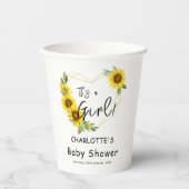 女の子だ！ひまわりフレーム赤ちゃんシャワー 紙コップ (正面)