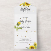 女の子だ!ひまわり&蝶ベビーシャワー オールインワン招待状 (内側)