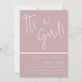 女の子だ！ほこりっぽいピンクのメイブガールズベビーシャワー 招待状