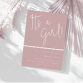 女の子だ!ほこりっぽいピンクのメイブガールズベビーシャワー 招待状