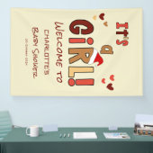 女の子だ!クリスマスサンタハット赤ちゃんシャワー 横断幕 (トレードショー)