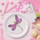 女の子だ!スイートパープルトンボ ペーパープレート (パーティー)