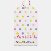 女の子だ！パステル水玉模様ベビーシャワー ギフトタグ (裏面)