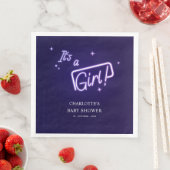 女の子だ！パープルネオン文字ベビーシャワー (インサイチュ)