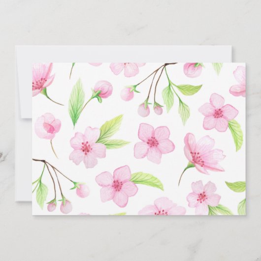 女の子だ！ピンクのフローラベビー誕生のお知らせ 招待状 (裏面)