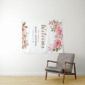 女の子だ！ピンクのフローラ水色ベビーシャワー タペストリー (インサイチュ(横))