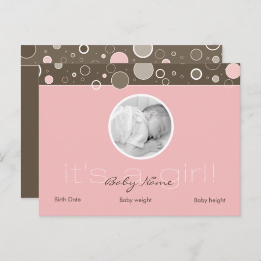 女の子だ! – ピンクのベビーガールカスタムの葉書 案内ポストカード (正面/裏面)