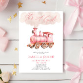 女の子だ！ピンクのヴィンテージ列車の赤ちゃんシャワー 招待状