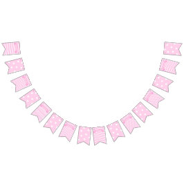 女の子だ！ |ピンクストライプのハート誕生日 バンティングフラッグ