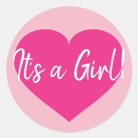 女の子だ!ピンクハート ラウンドシール (正面)