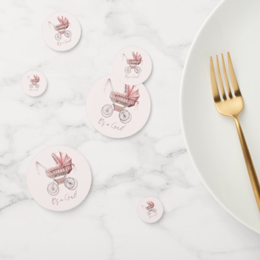 女の子だ！ピンクベビーキャリッジシャワー コンフェッティ (グループ)