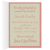 女の子だ!ピンクベビーキャリッジベビー写真 (内側 (右))