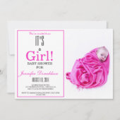女の子だ!ピンクベビーシャワーフォト招待状 招待状 (正面)
