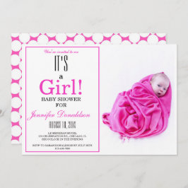 女の子だ!ピンクベビーシャワーフォト招待状 招待状