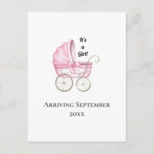 女の子だ!ピンクベビー妊娠の発表 ポストカード (正面)