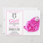 女の子だ！ピンクベビー散布フォト招待状 招待状 (正面)