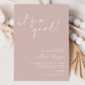 女の子だ！ピンクミニマルの赤ちゃんシャワー 招待状