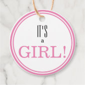 女の子だ!ピンクモダンベビー発表 フェイバータグ (正面)