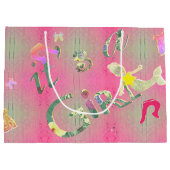 「女の子だ」ピンク図解入りの、写真付きのフローラフォントLrg. ラージペーパーバッグ (裏面)