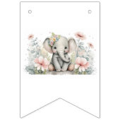 女の子だ！フローラ象の赤ちゃんシャワー バンティングフラッグ (第1の旗)