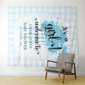 女の子だ!ブルージンガム赤ちゃんシャワー背景 タペストリー (インサイチュ(横))