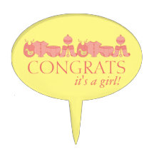 女の子だ！ベビシャワーケーキトッパー