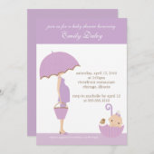 {女の子だ！}ベビーシャワーの招待[ラベンダー] 招待状 (正面/裏面)