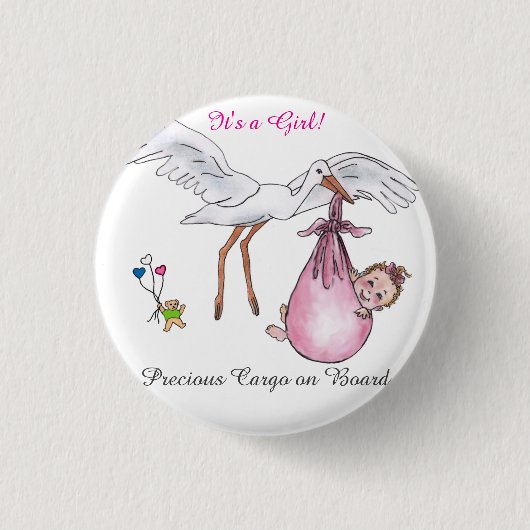 女の子だ!ボタン 缶バッジ (正面)