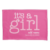 女の子だ、モダンベビー名お洒落付 枕カバー (正面)