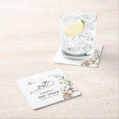 女の子だ！ワイルドフラワーカラフルの赤ちゃんシャワー スクエアペーパーコースター (インサイチュ)