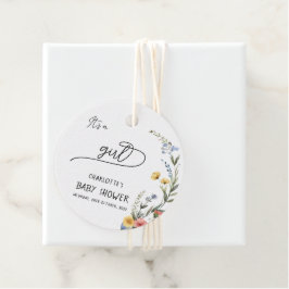 女の子だ！ワイルドフラワーカラフルの赤ちゃんシャワー フェイバータグ