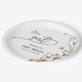 女の子だ!ワイルドフラワーカラフルの赤ちゃんシャワー ペーパープレート (アングル)