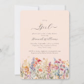 女の子だ！ワイルドフラワーモダン、ベビーシャワー 招待状 (正面)