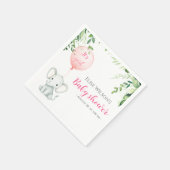 女の子だ！可愛い小さな象のベビー（風船あり） スタンダードカクテルナプキン (角)