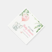 女の子だ!可愛い小さな象のベビー(風船あり) スタンダードカクテルナプキン (角)