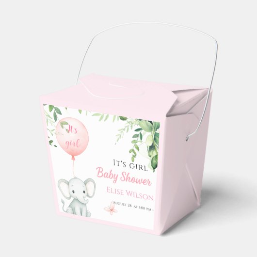 女の子だ！可愛い小さな象のベビー（風船あり） フェイバーボックス (正面サイド)