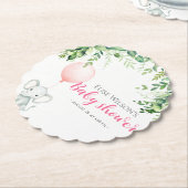 女の子だ！可愛い小さな象のベビー（風船あり） ペーパーコースター (アングル)