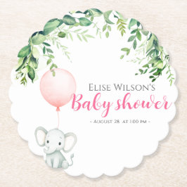 女の子だ！可愛い小さな象のベビー（風船あり） ペーパーコースター