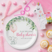 女の子だ！可愛い小さな象のベビー（風船あり） ペーパープレート (パーティー)