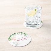 女の子だ！可愛い小さな象のベビー（風船あり） ラウンドペーパーコースター (インサイチュ)